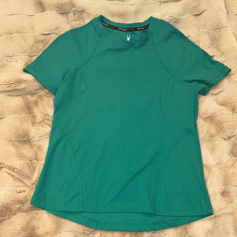 Spyder Green Ribbed Active Top